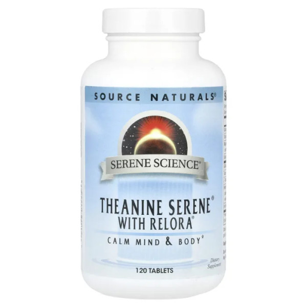 Теанін з Релора, Theanine Serene With Relora, Serene Science, Source Naturals, комплекс, 120 таблеток