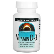 Вітамін D3 1000 МО, Source Naturals Vitamin D-3, 200 таблеток