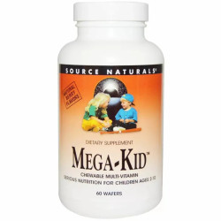 Вітаміни та мінерали для дітей, Mega-Kid, Source Naturals, жувальні пігулки зі смаком ягід, 60 шт.