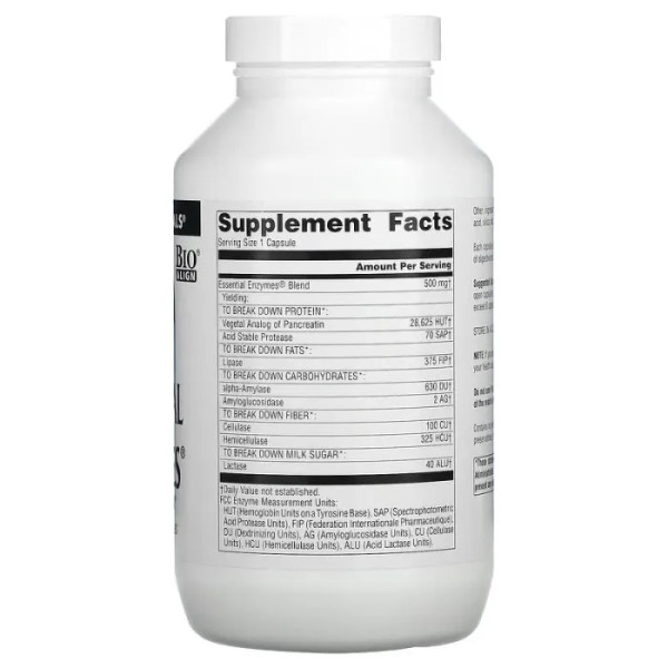 Ферменти для травлення, Essential Enzymes, Digestive Aid, Source Naturals, щоденні, 500 мг, 360 капсул