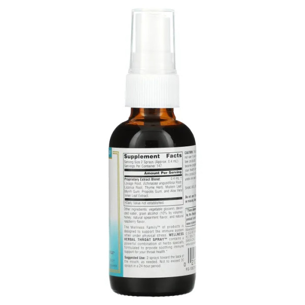 Спрей для горла успокаивающий, Throat Spray, Source Naturals, Wellness, травяной, 59.14 мл.