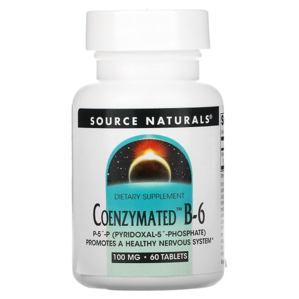 Вітамін В6, Coenzymated B-6, Source Naturals, коензимна, 100 мг, 60 таблеток