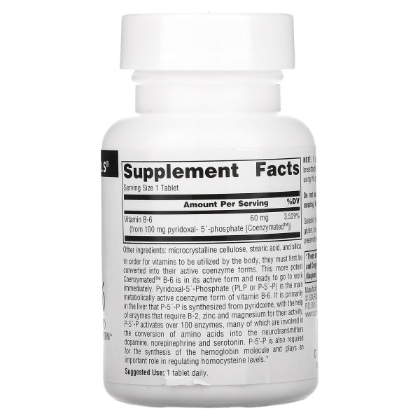 Вітамін В6, Coenzymated B-6, Source Naturals, коензимна, 100 мг, 60 таблеток