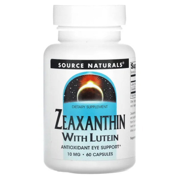 Зеаксантин и лютеин, Zeaxanthin with Lutein, Source Naturals, 10 мг, 60 капсул