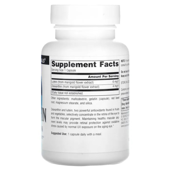 Зеаксантин и лютеин, Zeaxanthin with Lutein, Source Naturals, 10 мг, 60 капсул