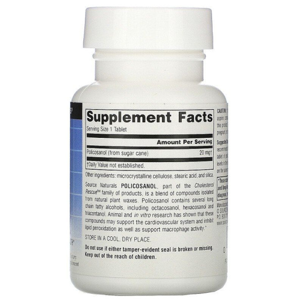 Полікозанол (Policosanol), Source Naturals, 20 мг, 60 таблеток