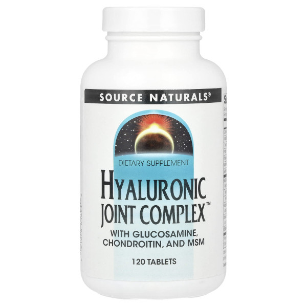 Гіалуронова кислота з глюкозаміном, хондроїтином, ЧСЧ, Hyaluronic Joint Complex, Source Naturals, комплекс для здоров'я суглобів, 120 таблеток