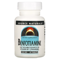 Бенфотіамін, Source Naturals Benfotiamine, 150 мг, 60 таблеток