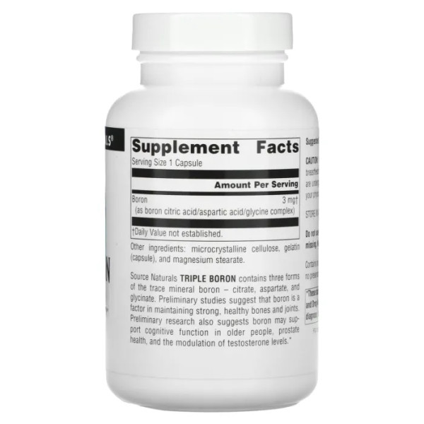 Бор, Triple Boron, Source Naturals, 3 мг, 200 капсул