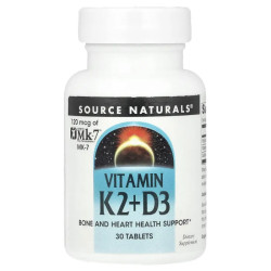 Витамин K2 и D3, Source Naturals Vitamin K2+D3, 30 таблеток