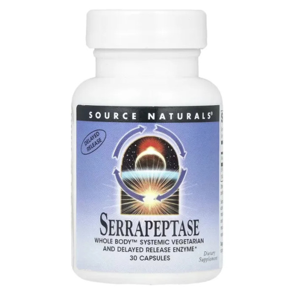 Серрапептаза, Serrapeptase, Source Naturals, 30 капсул