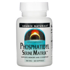 Фосфатидилсерин 500 мг, Source Naturals Phosphatidyl Serine Matrix, 60 гелевых капсул