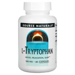 Триптофан, Source Naturals L-Триптофан, 500 мг, 60 капсул