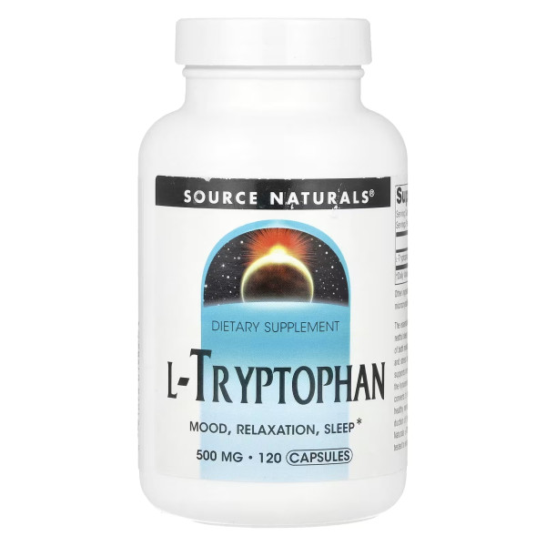 Триптофан, L-Tryptophan, Source Naturals, 1500 мг, 120 капсул (500 мг на капсулу)