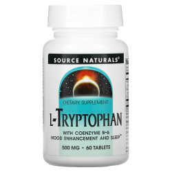 Триптофан коферментный 500 мг, Source Naturals L-Tryptophan with Coenzyme B-6, 60 таблеток