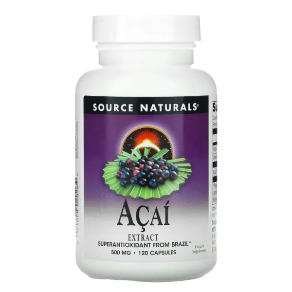 Асаї екстракт, Acai Extract, Source Naturals, 500 мг, 120 капсул