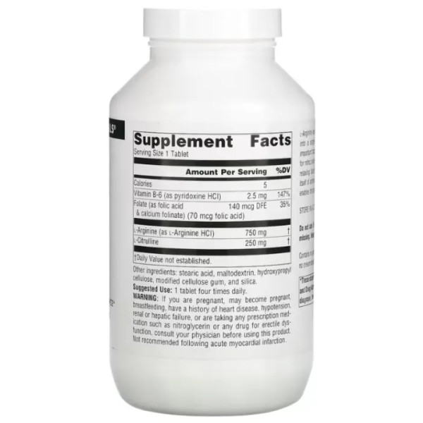 Аргинин, цитруллин (аминокислоты), L-Arginine L-Citrulline, Source Naturals, комплекс, 1000 мг, 240 таблеток