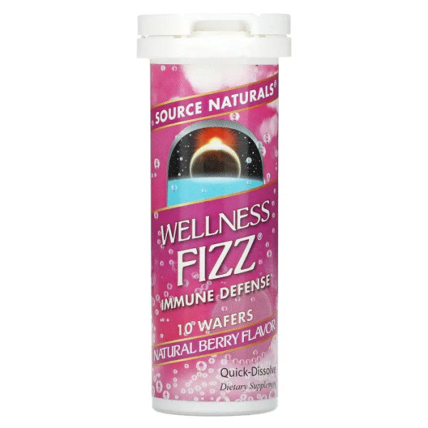 Укрепление иммунитета, Wellness Fizz, Source Naturals, ягоды, 10 вафель