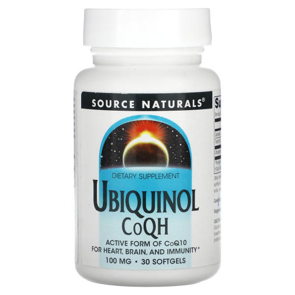 Убіхінол CoQH, Ubiquinol, Source Naturals, 100 мг, 30 гелевих капсул