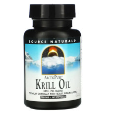 Масло криля 500 мг, Source Naturals Krill Oil, арктическое, 60 капсул