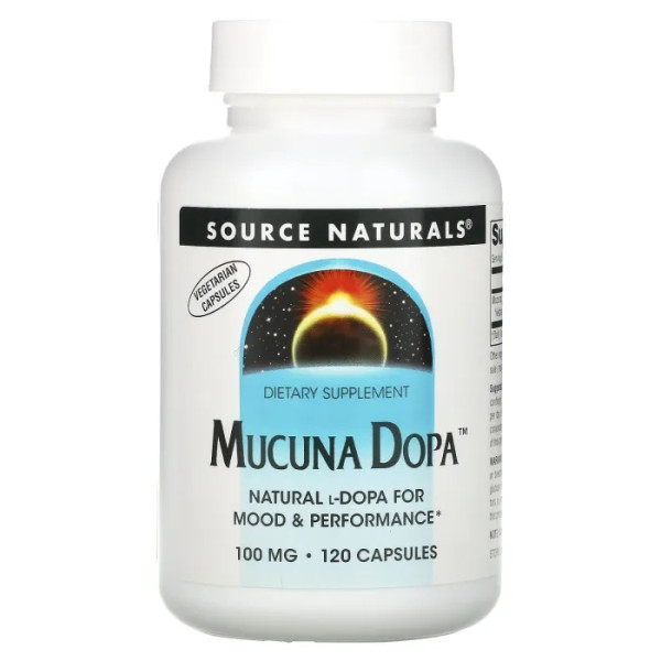 Мукуна пекуча, Mucuna Dopa, Source Naturals, 100 мг, 120 капсул