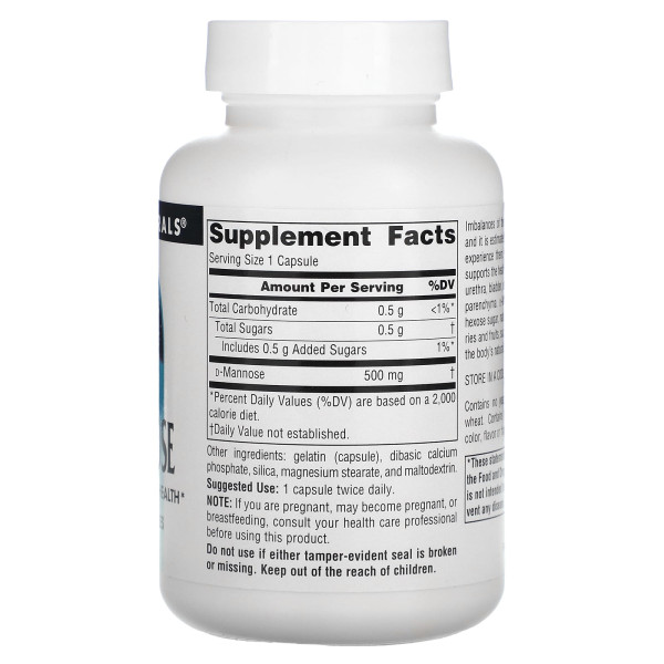 D-Манноза, D-Mannose, Source Naturals, 500 мг, 60 капсул