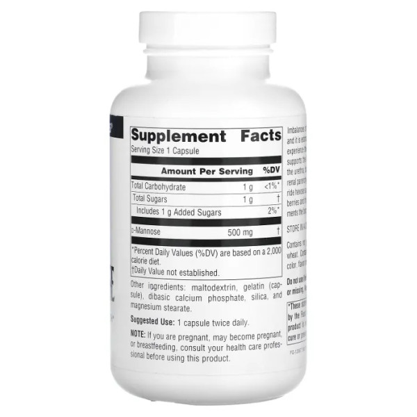 D-Манноза, D-Mannose, Source Naturals, 500 мг, 120 капсул
