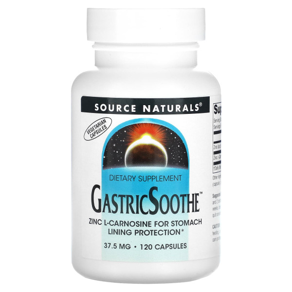 L-карнозин, GastricSoothe, Source Naturals, 37.5 мг, 120 капсул.