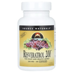 Ресвератрол 200 мг, Source Naturals Resveratrol 200, 60 капсул