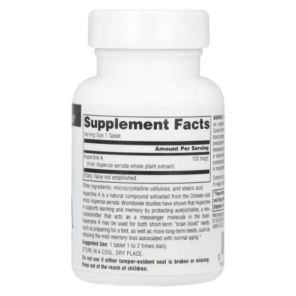 Вітаміни для мозку, Huperzine A, Source Naturals, 100 мкг, 60 таблеток