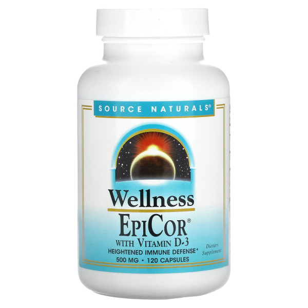 Епікор + вітамін D3, EpiCor, Source Naturals, 500 мг, 120 капсул