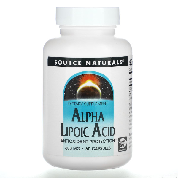 Альфа-ліпоєва кислота, Alpha Lipoic Acid, Source Naturals, 600 мг, 60 капсул