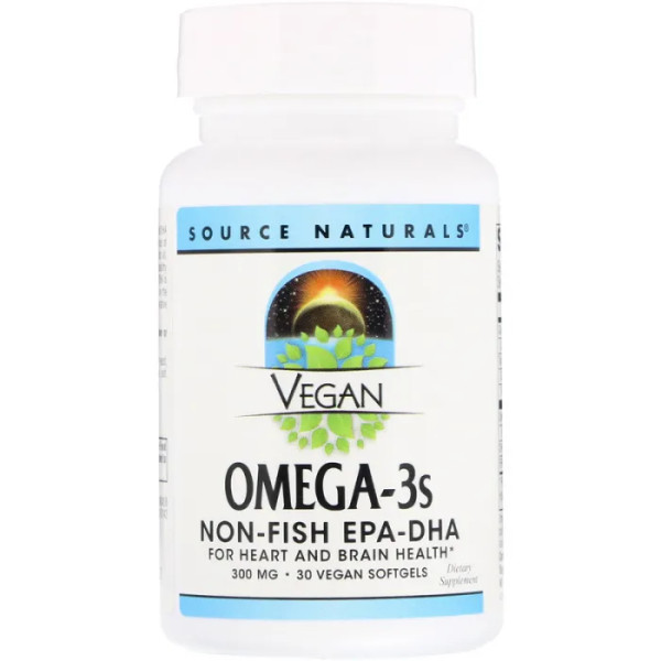 Омега-3, Omega-3s EPA-DHA, Source Naturals, для веганів, 300 мг, 30 капсул