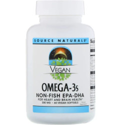Омега-3, Source Naturals Omega-3S EPA-DHA, для веганов, 300 мг, 60 кап.