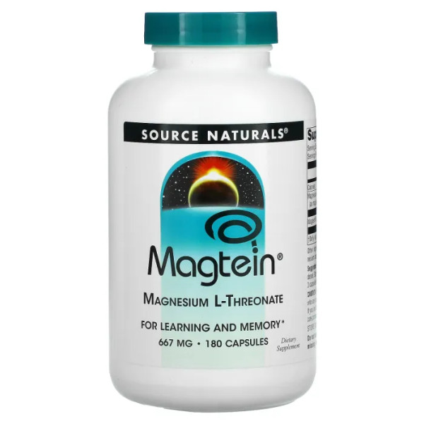 Магний л-треонат, Magnesium L-Threonate, Source Naturals, 667 мг, 180 капсул