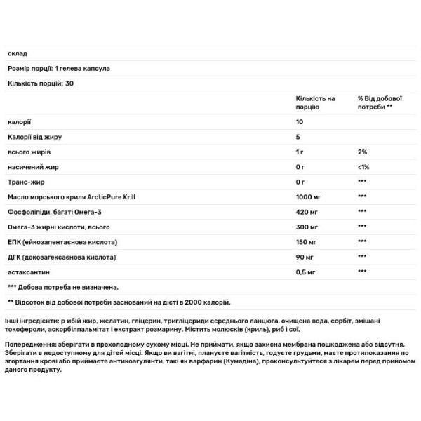 Масло криля, Krill Oil, Source Naturals, арктичний, 1000 мг, 30 гелевих капсул