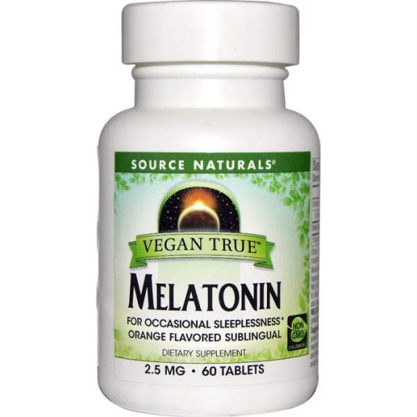 Мелатонін, Melatonin, Source Naturals, 2,5 мг, 60 таб.
