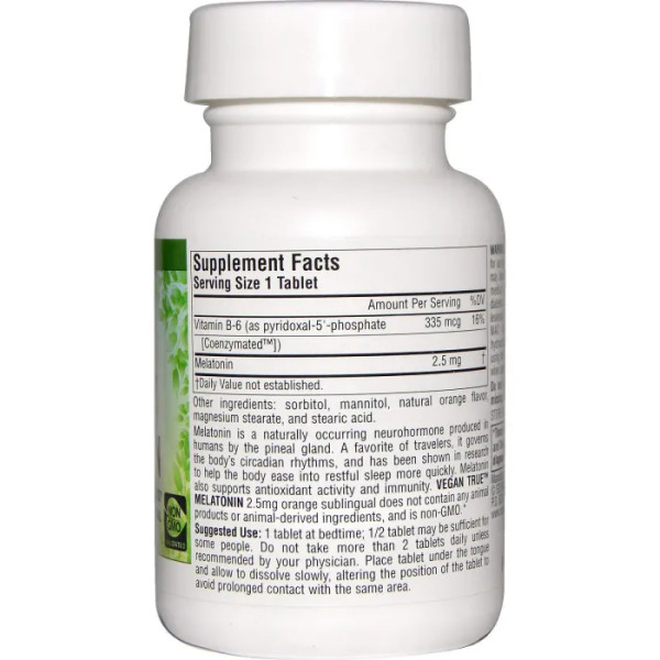 Мелатонін, Melatonin, Source Naturals, 2,5 мг, 60 таб.