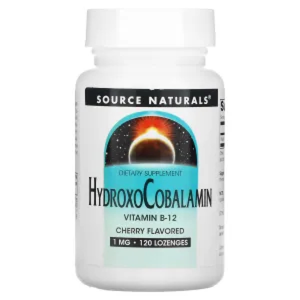 Вітамін В-12 (гідроксікобаламін), HydroxoCobalamin, Source Naturals, смак вишні, 1 мг, 120 таблеток для розсмоктування