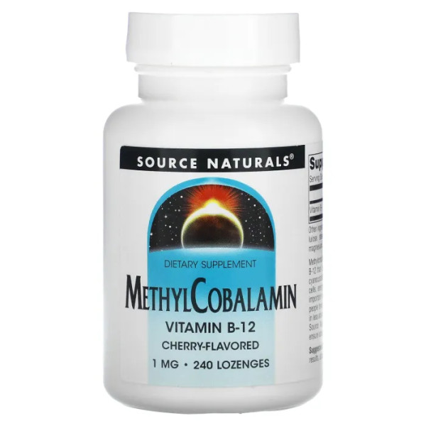 Вітамін В12 (метилкобаламін), MethylCobalamin, Source Naturals, вишня, 1 мг, 240 льодяників