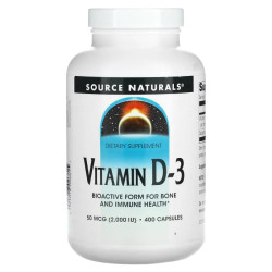 Витамин D3 50 мкг, Source Naturals Vitamin D-3, 400 капсул