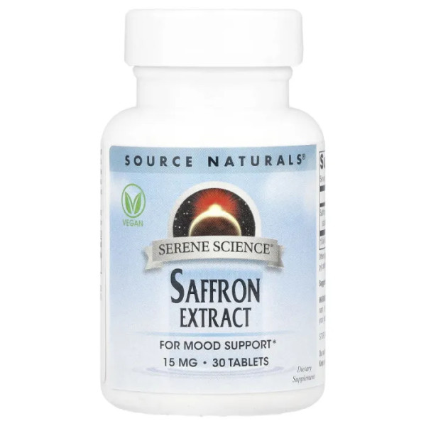 Шафран, Saffron Extract, Source Naturals, екстракт, 15 мг, 30 таблеток
