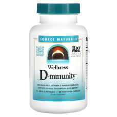 Імунна підтримка з вітаміном D 125 мкг, Source Naturals Wellness D-mmunity, 120 вегетаріанських капсул