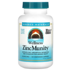 Цинк 50 мг для иммунитета, Source Naturals Wellness ZincMunity, 120 вегетарианских капсул