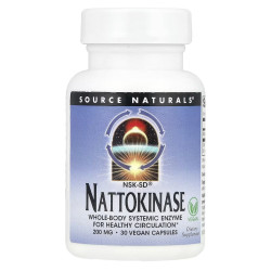 Наттокиназа 200 мг, NSK-SD, Nattokinase Source Naturals, 30 веганских капсул