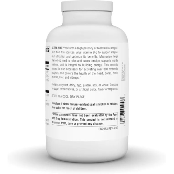 Магній ультра, Ultra-Mag, Source Naturals, 5-в-1, розслаблює м'язи та заспокоює нерви, 360 веганських капсул
