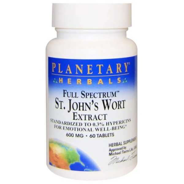 Екстракт звіробою, St. John's Wort Extract, Planetary Herbals, 600 мг, 60 таблеток