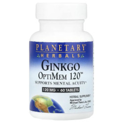 Гінкго 120 мг, Planetary Herbals Ginkgo OptiMem 120, 60 таблеток