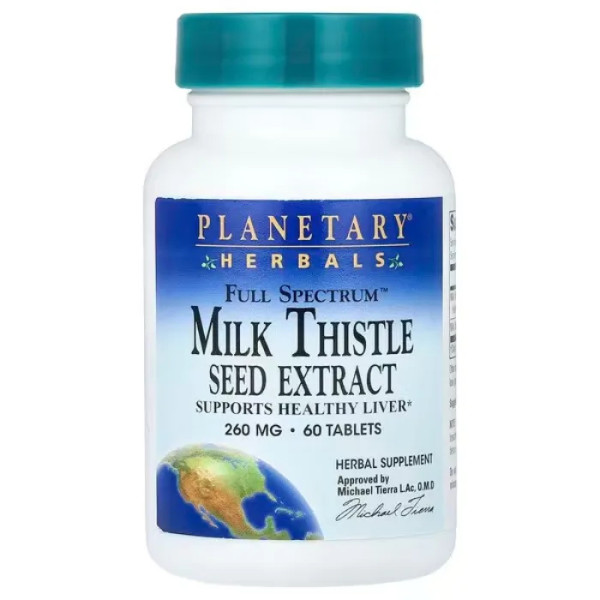Екстракт насіння розторопші, Full Spectrum Milk Thistle Seed Extract, Planetary Herbals, 1040 мг, 60 таблеток (260 мг на таблетку)