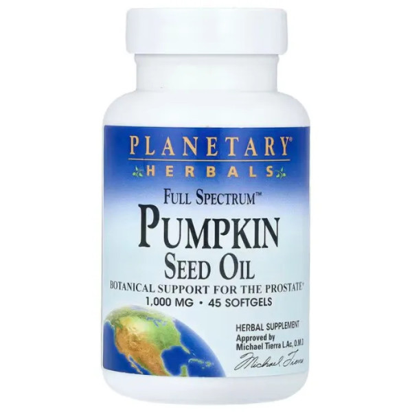 Гарбузова олія, Full Spectrum™ Pumpkin Seed Oil, Planetary Herbals, 2000 мг, 45 гелевих капсул (1000 мг у капсулі)